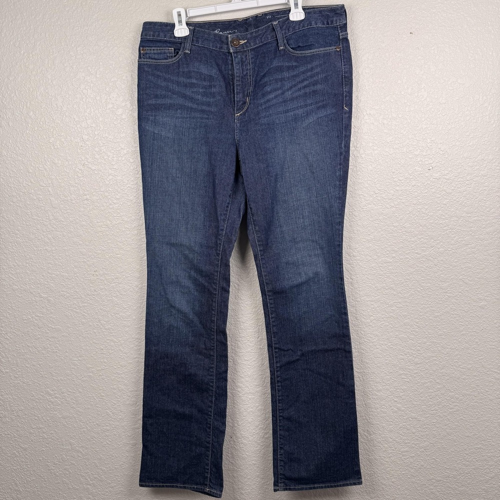Eddie Bauer Jeans Womens 14 (36x34) Long Blue Natural Shape Barely Boot Bootcut